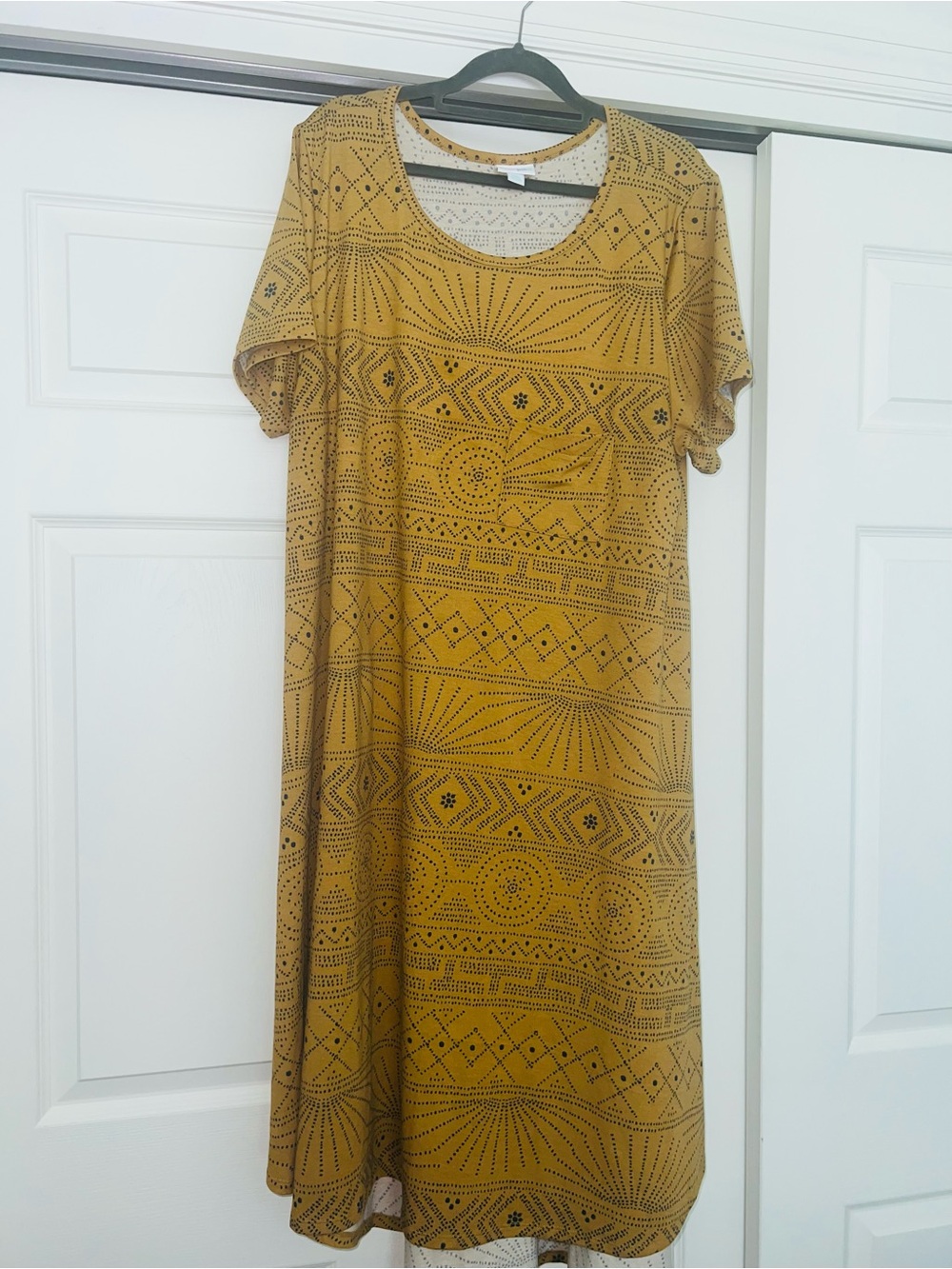 LuLaRoe Mustard Yellow Geometric Carly Dress